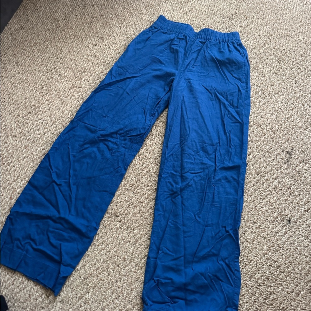 Old Navy High waisted wide leg blue linen pants